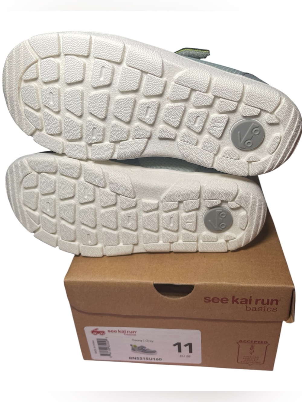See Kai Run Basics Tenny Sneakers Toddler Boys Size 11 Gray Blue Lime Green NWT - Picture 5 of 6